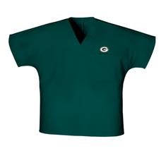 Green Bay Packers Unisex V-Neck Top Scrubs